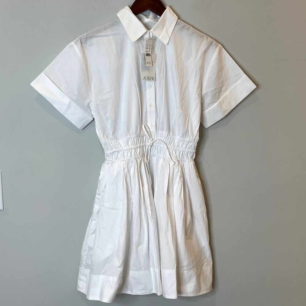 J.Crew Elena Mini Shirtdress Cotton Poplin Short Sleeves Vacation CI853 12 FLAW